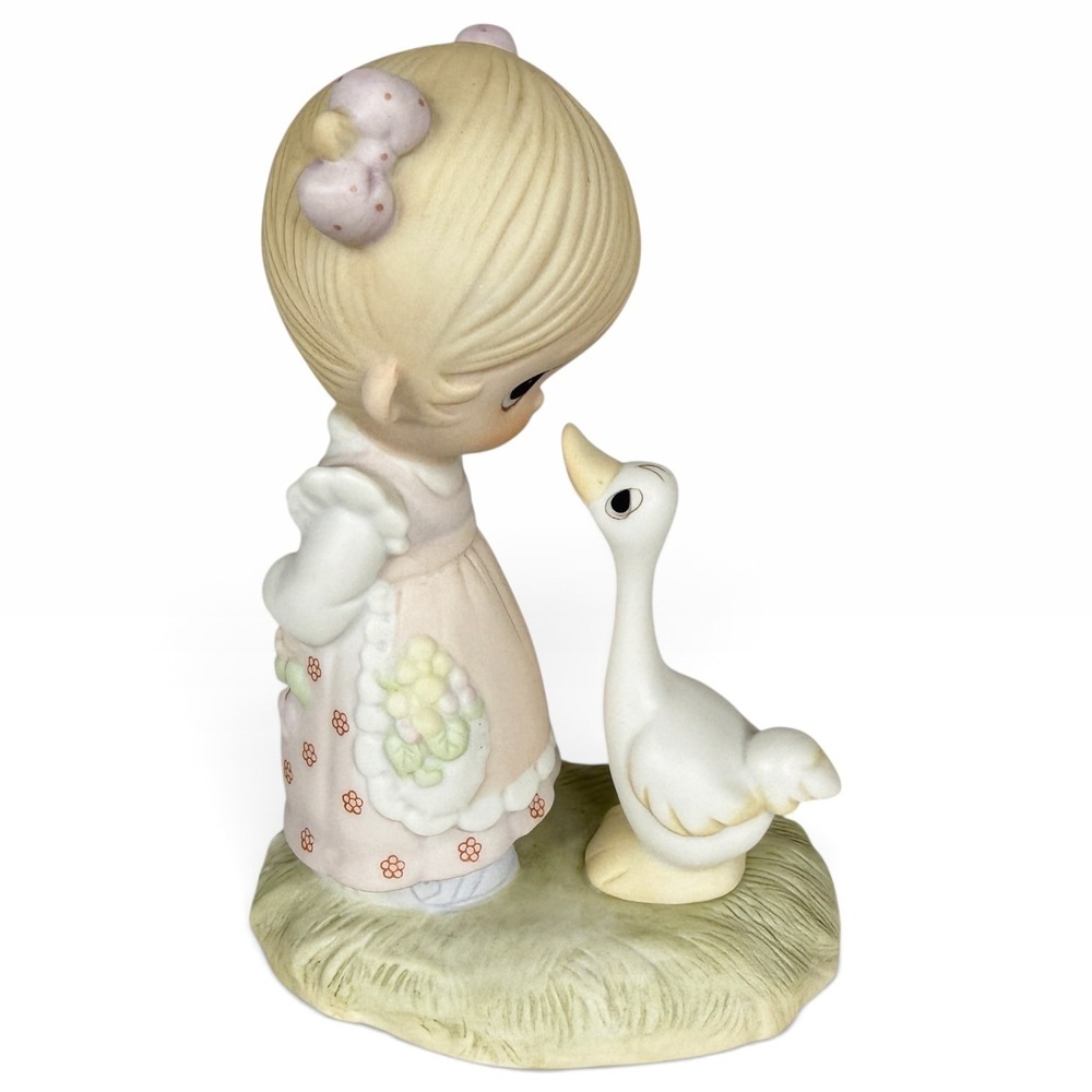1978 Precious Moments Figurine Make A Joyful Noise E-1374/G Girl And Goose VTG